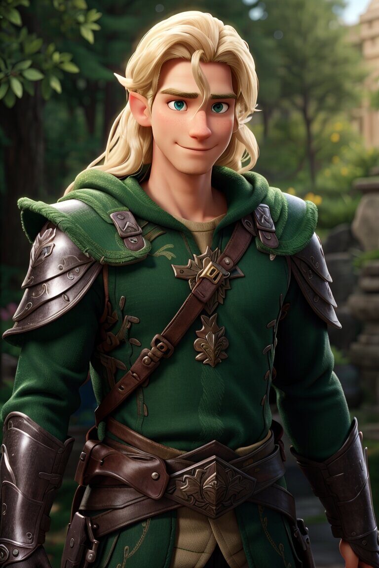 Эльф-мечник 3 Эльф-мечник 3. Стиль 3D-анимации. Рисует нейросеть. Leonardo AI