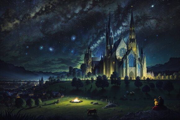 Собор и небо 3 Собор и небо 3. Сюрреализм. Рисует нейросеть. Leonardo AI