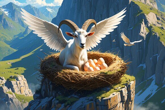 Летающий козёл Летающий козёл. Рисует нейросеть. Leonardo AI