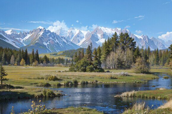 На пути в перевалу Актру 1 На пути в перевалу Актру 1. Масляная живопись. Рисует нейросеть. Leonardo AI