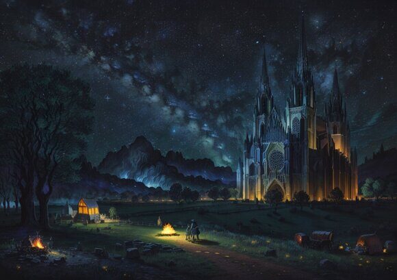 Собор и небо 4 Собор и небо 4. Сюрреализм. Рисует нейросеть. Leonardo AI