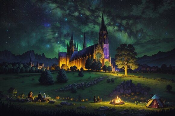 Собор и небо 2 Собор и небо 2. Сюрреализм. Рисует нейросеть. Leonardo AI