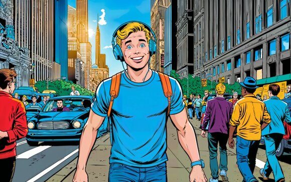 Провинциал в большом городе Провинциал в большом городе. Комикс. Поп-арт. Рисует нейросеть. Leonardo AI