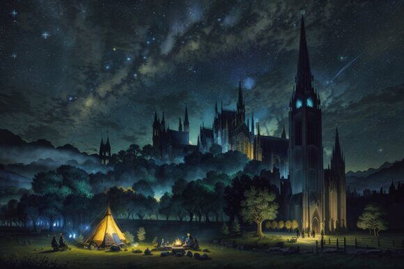 Собор и небо 1 Собор и небо 1. Сюрреализм. Рисует нейросеть. Leonardo AI