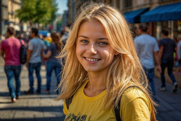 Студентка из большого города 1 Студентка из большого города 1. Фотореалистичное изображение. Рисует нейросеть. Leonardo AI