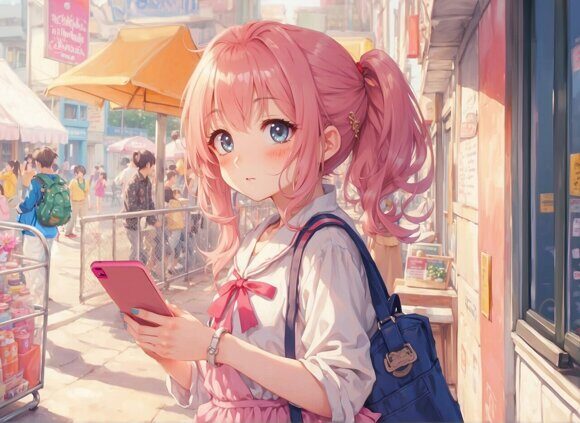 Прогулка по городу 1 Прогулка по городу 1. Девушки в стиле аниме. Повседневность. Рисует нейросеть. Leonardo AI